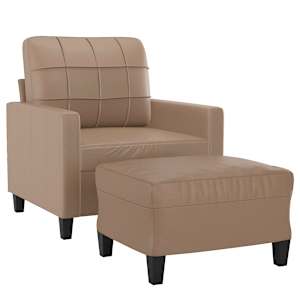 vidaXL Fauteuil avec repose-pied Cappuccino 60 cm Similicuir