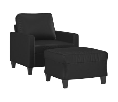 vidaXL Fauteuil avec repose-pied Noir 60 cm Similicuir