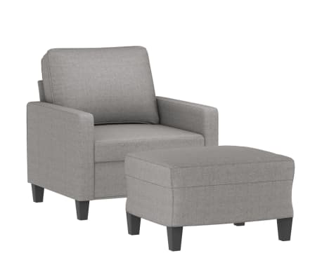 vidaXL Fauteuil avec repose-pied Gris clair 60 cm Tissu