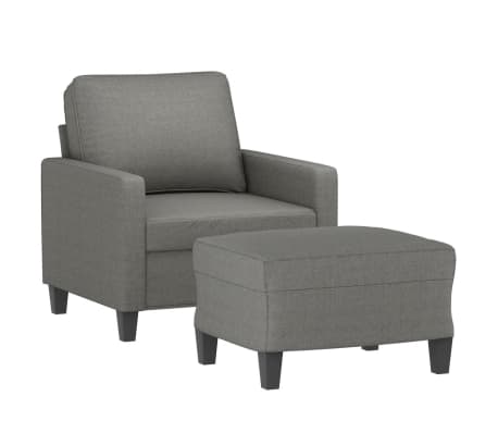 vidaXL Fauteuil avec repose-pied Gris foncé 60 cm Tissu