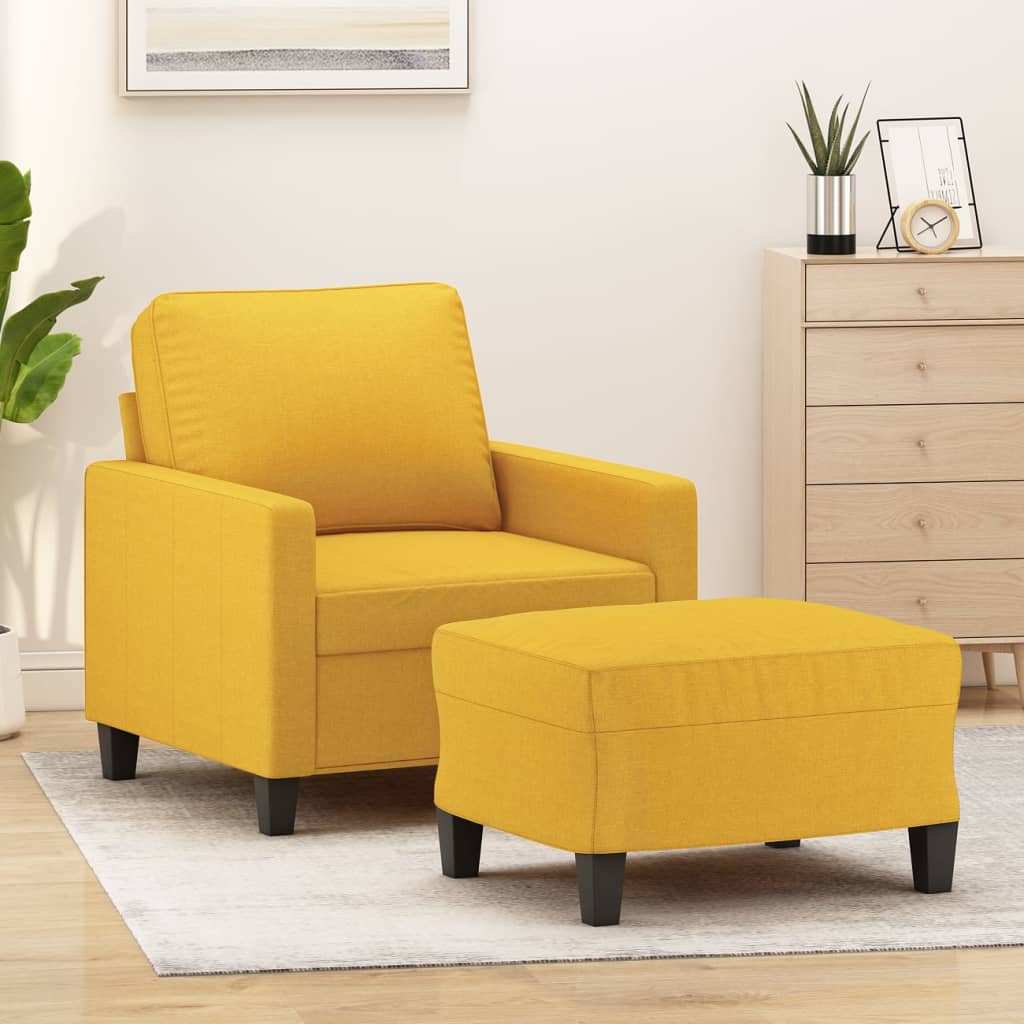 vidaXL sofastol med fodskammel 60 cm stof Lysegul
