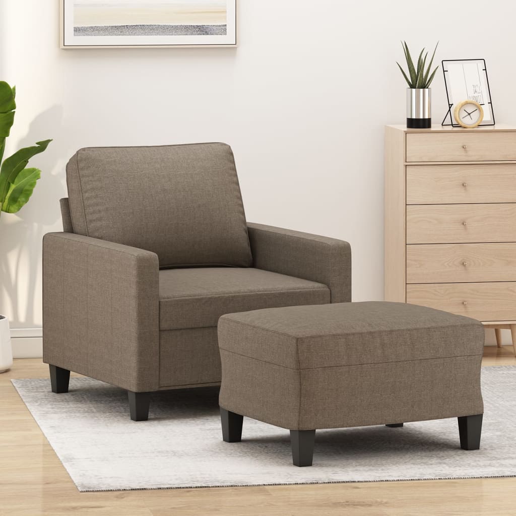 vidaXL sofastol med fodskammel 60 cm stof Gråbrun