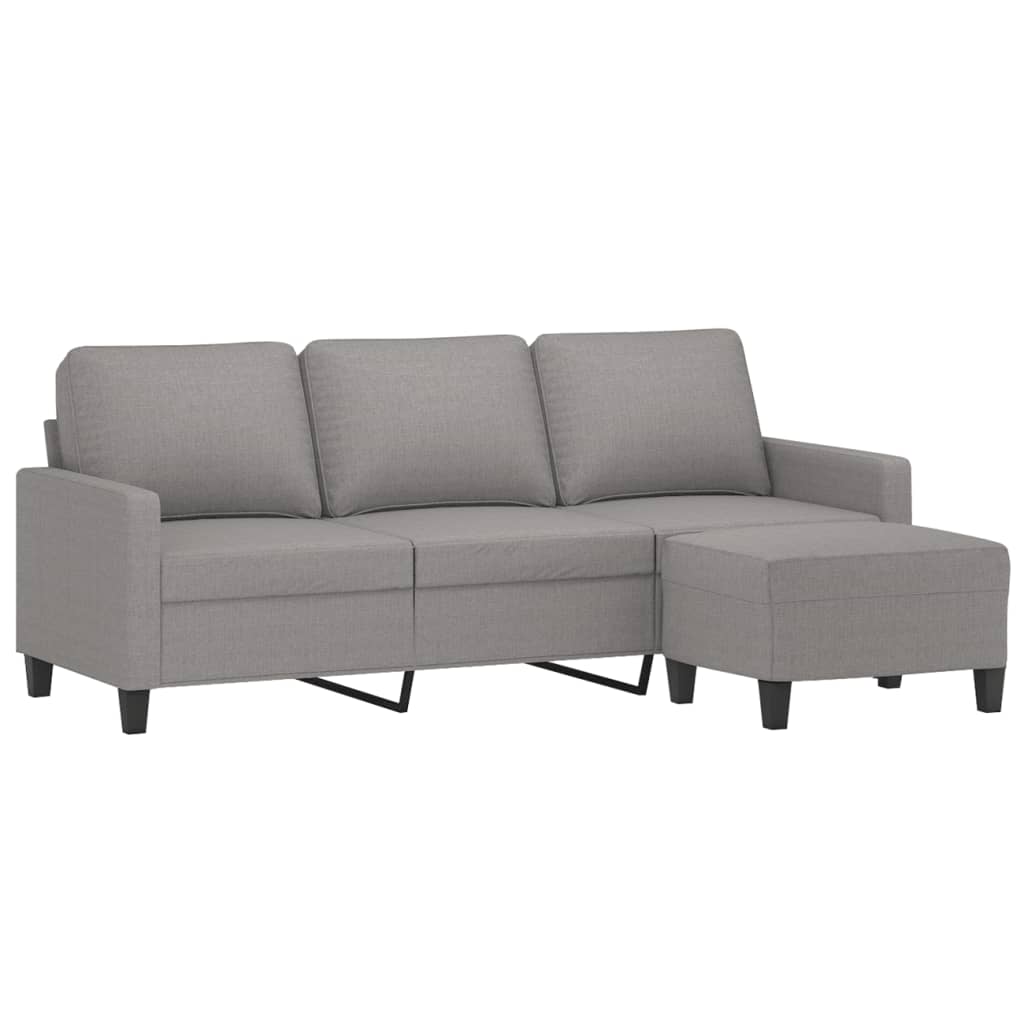 vidaXL Canapé à 3 places avec repose-pieds Gris clair 180 cm Tissu