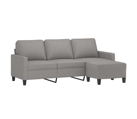 vidaXL 3-Seater sofa with footstool Light Grey 180 cm Fabric