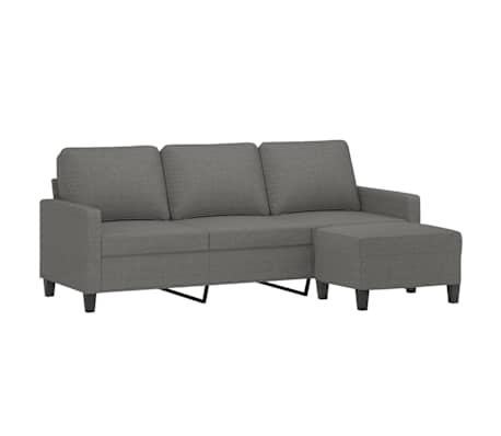 vidaXL Trivietė sofa su pakoja, tamsiai pilkos spalvos, 180cm, audinys