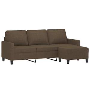 vidaXL Trivietė sofa su pakoja, rudos spalvos, 180cm, audinys