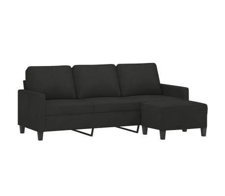 vidaXL Trivietė sofa su pakoja, juodos spalvos, 180cm, audinys