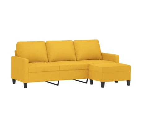 vidaXL Trivietė sofa su pakoja, &scaron;viesiai geltona, 180cm, audinys