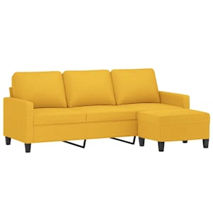 vidaXL Trivietė sofa su pakoja, &scaron;viesiai geltona, 180cm, audinys