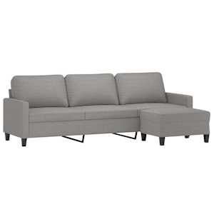 vidaXL Trivietė sofa su pakoja, &scaron;viesiai pilka, 210cm, audinys