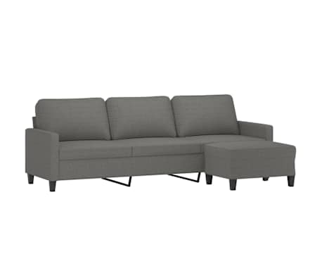vidaXL Trivietė sofa su pakoja, tamsiai pilkos spalvos, 210cm, audinys