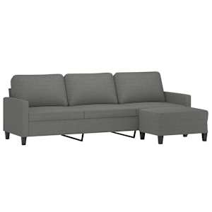 vidaXL Trivietė sofa su pakoja, tamsiai pilkos spalvos, 210cm, audinys