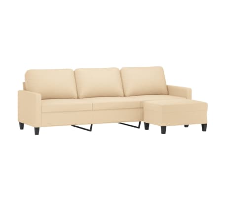 vidaXL Trivietė sofa su pakoja, kreminės spalvos, 210cm, audinys