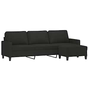 vidaXL Trivietė sofa su pakoja, juodos spalvos, 210cm, audinys