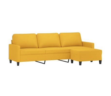 vidaXL Trivietė sofa su pakoja, &scaron;viesiai geltona, 210cm, audinys