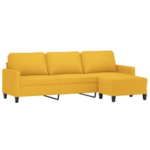 vidaXL Trivietė sofa su pakoja, &scaron;viesiai geltona, 210cm, audinys