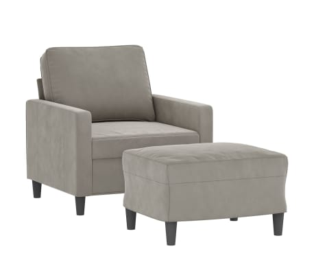 vidaXL Krėslas su pakoja, &scaron;viesiai pilkos spalvos, 60cm, aksomas