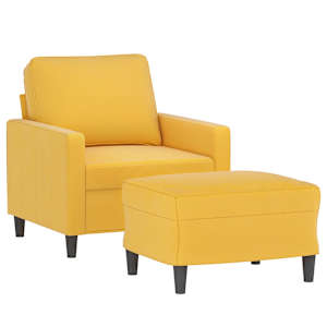 vidaXL Krėslas su pakoja, &scaron;viesiai geltonos spalvos, 60cm, aksomas