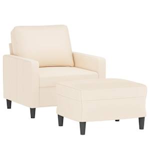 vidaXL Krėslas su pakoja, kreminės spalvos, 60cm, aksomas