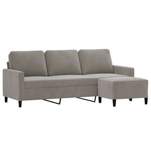 vidaXL Trivietė sofa su pakoja, &scaron;viesiai pilka, 180cm, aksomas