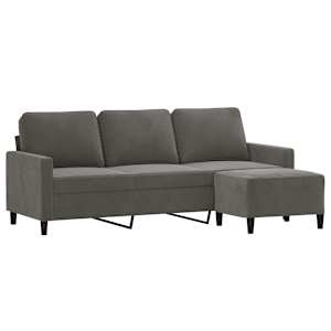 vidaXL Trivietė sofa su pakoja, tamsiai pilkos spalvos, 180cm, aksomas