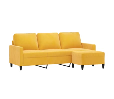 vidaXL Trivietė sofa su pakoja, &scaron;viesiai geltona, 180cm, aksomas