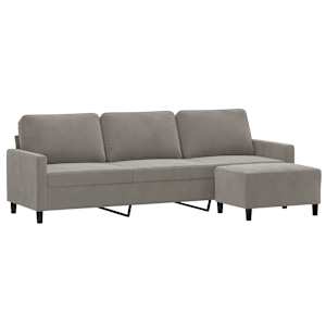 vidaXL Trivietė sofa su pakoja, &scaron;viesiai pilka, 210cm, aksomas
