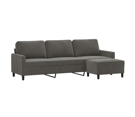 vidaXL Trivietė sofa su pakoja, tamsiai pilkos spalvos, 210cm, aksomas