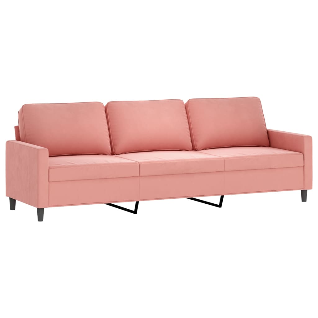 3-Sitzer-Sofa mit Hocker Rosa 210 cm Samt | Stepinfit.de
