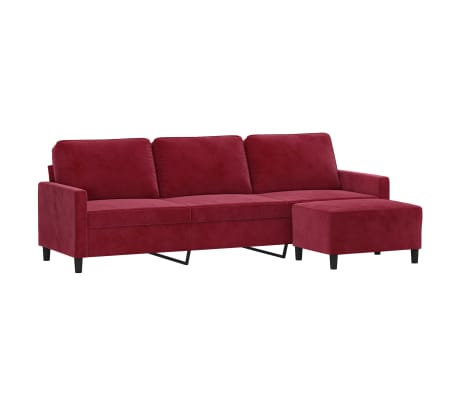 vidaXL Trivietė sofa su pakoja, raudonojo vyno spalvos, 210cm, aksomas