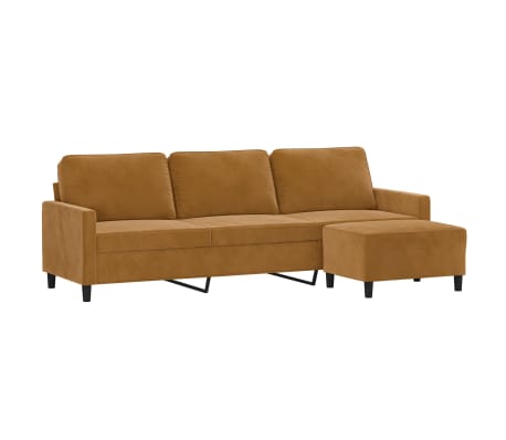 vidaXL Trivietė sofa su pakoja, rudos spalvos, 210cm, aksomas
