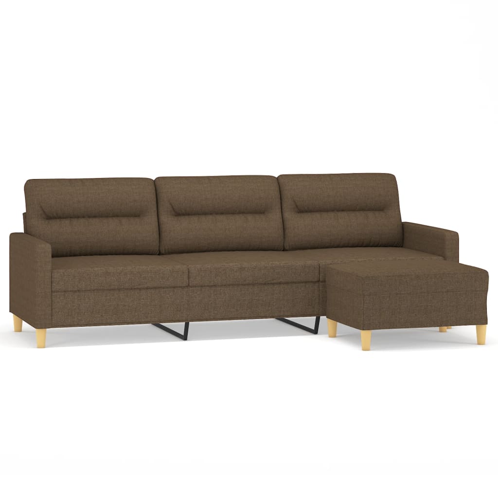Canapé à 3 Places Avec Repose-pieds Marron 210 Cm Tissu VidaXL 13 width=274