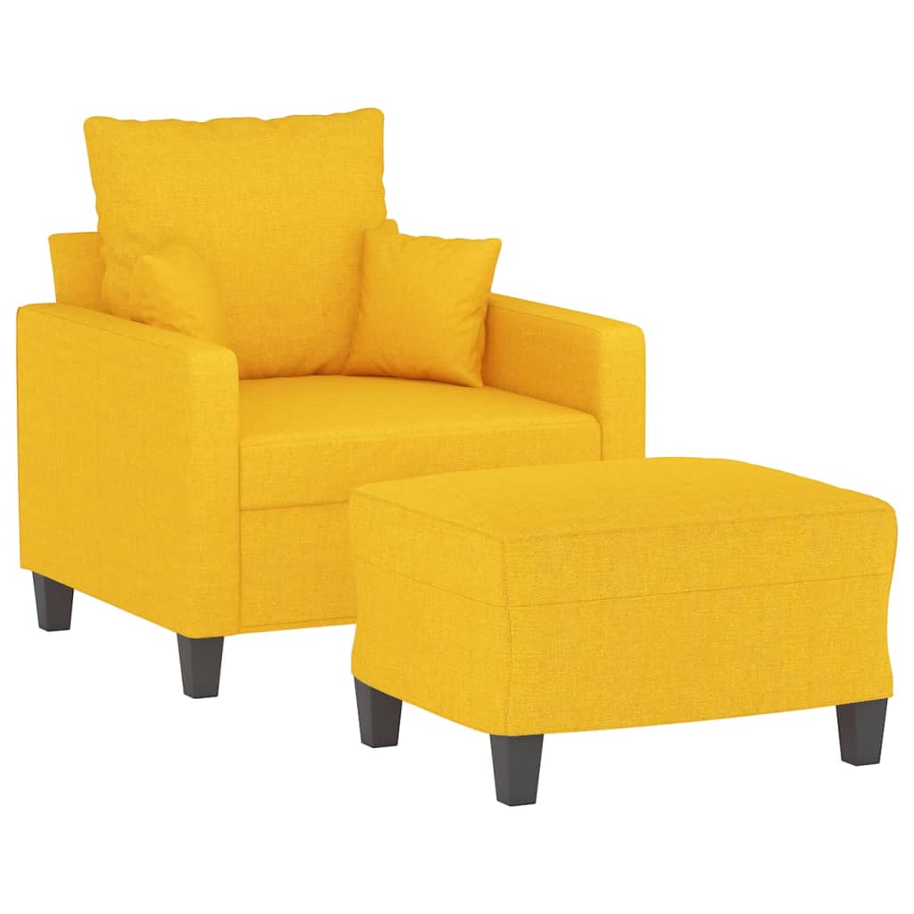 Fotoliu canapea cu taburet, galben deschis, 60 cm, textil