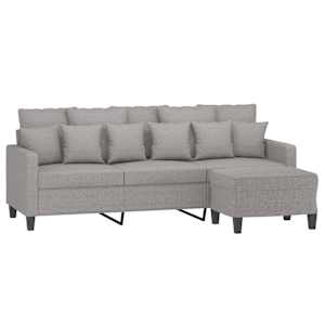 vidaXL Trivietė sofa su pakoja, &scaron;viesiai pilka, 180cm, audinys