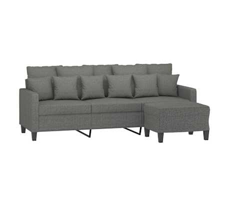 vidaXL 3-Seater Sofa with Footstool Dark Grey 180 cm Fabric
