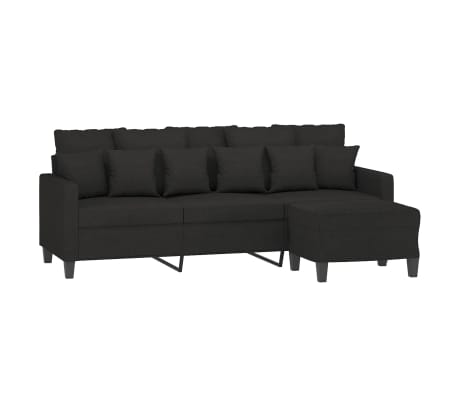 vidaXL Trivietė sofa su pakoja, juodos spalvos, 180cm, audinys