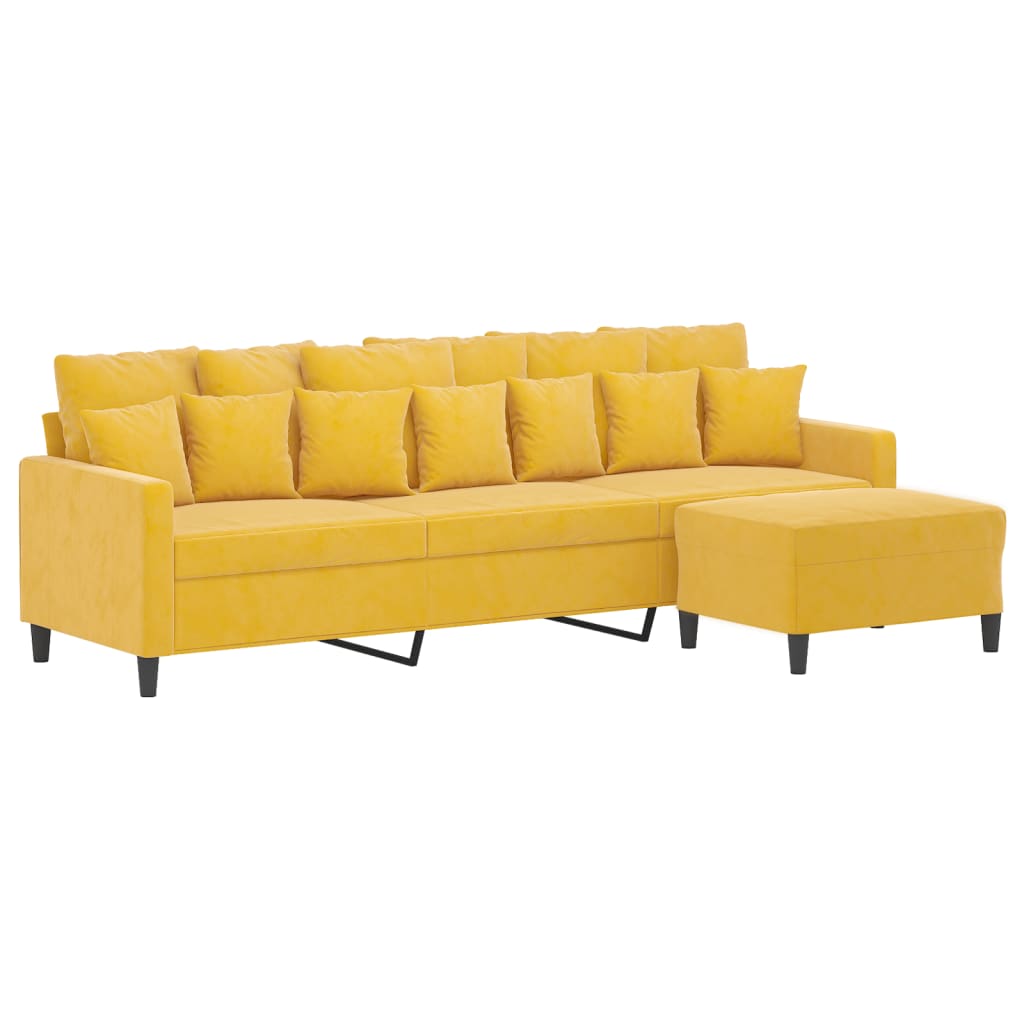 3-Sitzer-Sofa mit Hocker Hellgelb 210 cm Samt | Stepinfit.de