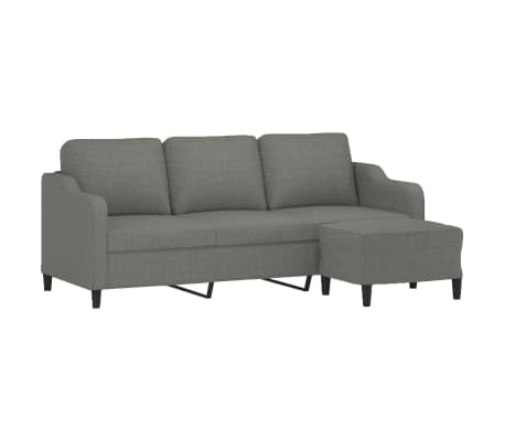 vidaXL Sofá de 3 plazas con taburete de tela gris oscuro 180 cm