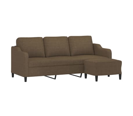 vidaXL 3-personers sofa med fodskammel 180 cm stof Brun