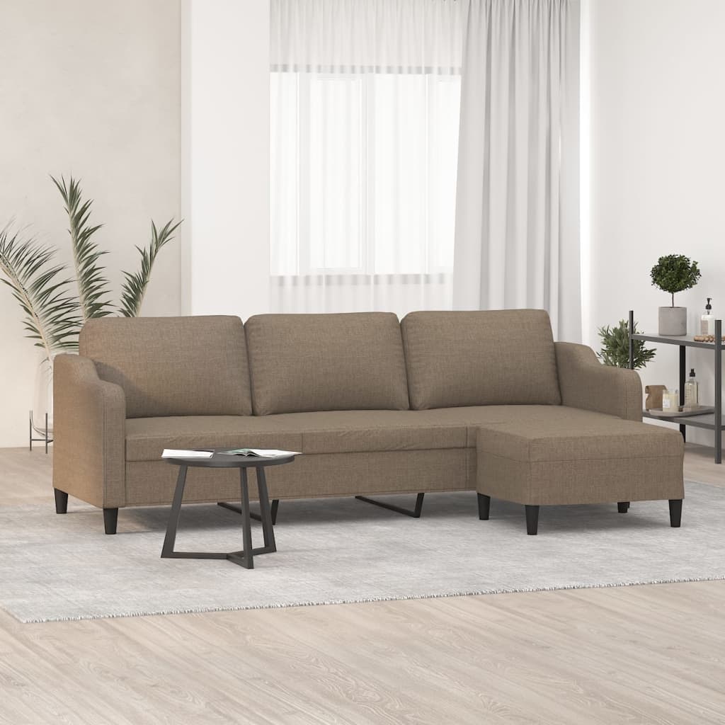 3-sitssoffa med fotpall Taupe 210 cm tyg