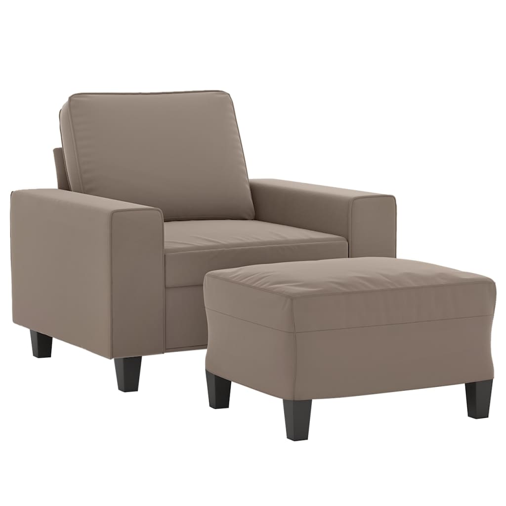 Fotoliu canapea cu taburet, gri taupe, 60 cm, microfibră