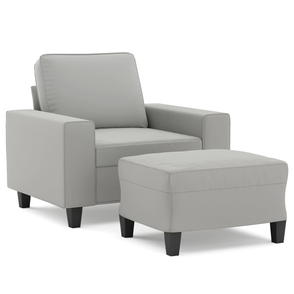 VidaXL Sofa Chair With Footstool Light Gray 23.6 Microfiber Fabric