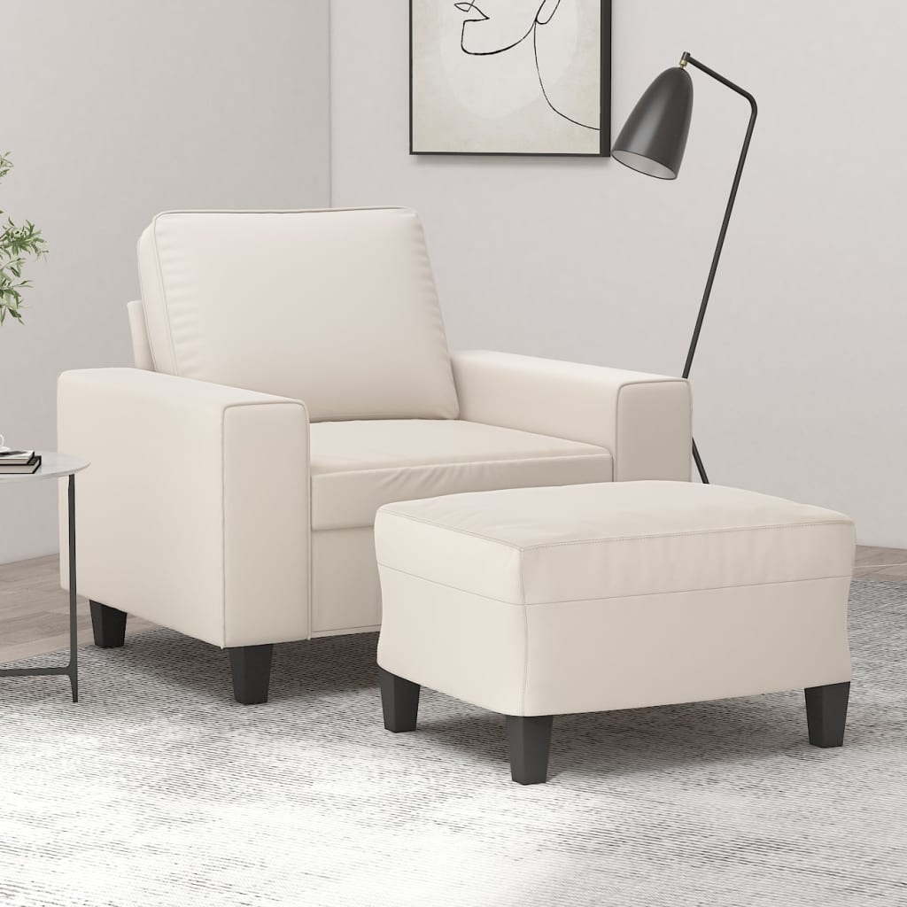 vidaXL sofastol med fodskammel 60 cm mikrofiberstof beige