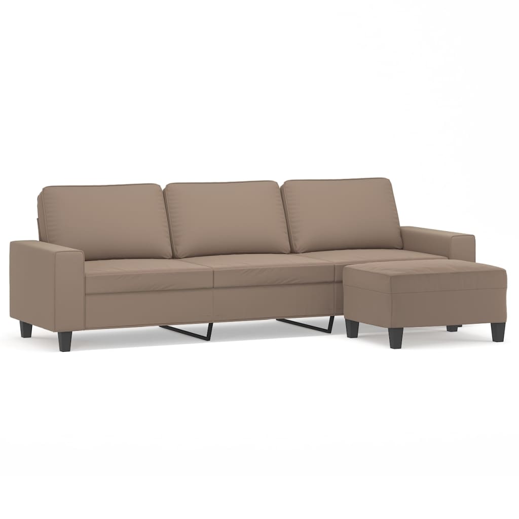 trīsvietīgs dīvāns ar kājsoliņu, 210 cm, pelēkbrūns audums | Stepinfit.lv