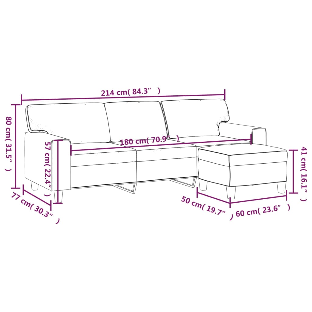 Fafeicy Canapé à 3 Places Avec Repose Pieds Crème 180 Cm Similicuir A3153552 Fa001 Cdiscount 7659