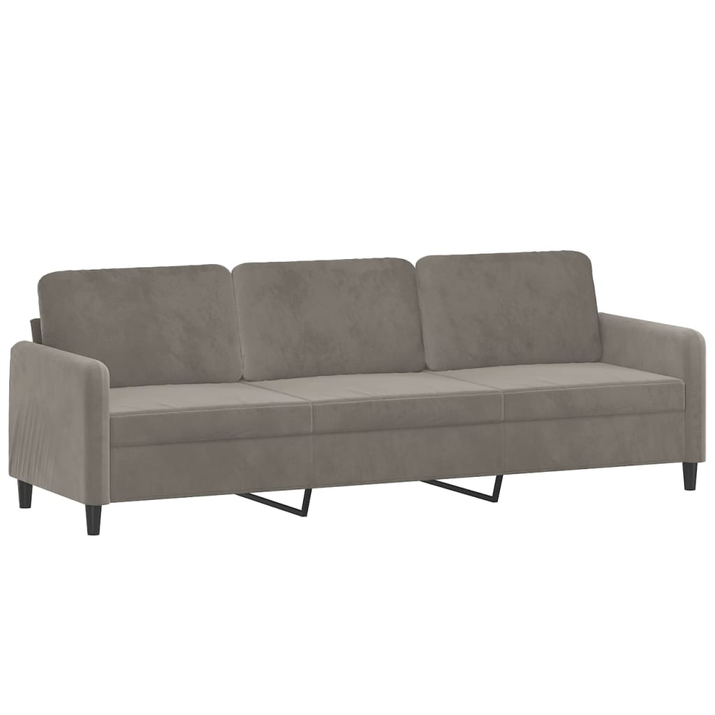 3-Sitzer-Sofa mit Hocker Hellgrau 210 cm Samt | Stepinfit.de