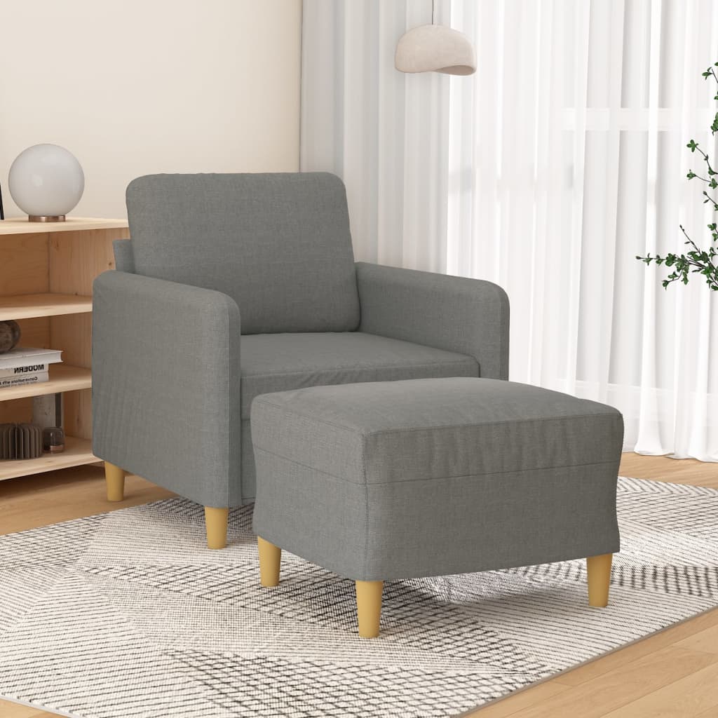 Fauteuil avec repose-pied Gris foncé 60 cm Tissu