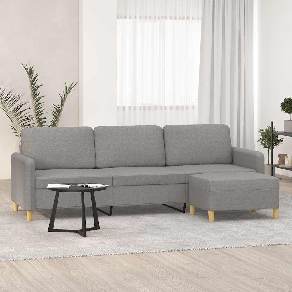vidaXL Sofá de 3 lugares com apoio de pés 210 cm tecido cinzento-claro