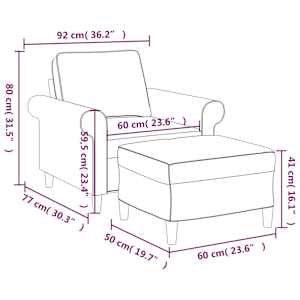 Křeslo s podnožkou světle šedé 60 cm textil - obrázek 7
