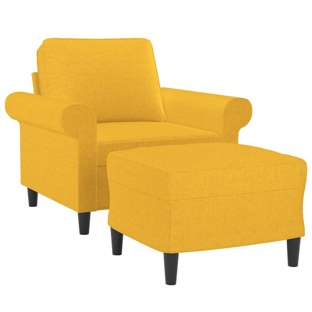 Fotoliu canapea cu taburet, galben deschis, 60 cm, textil